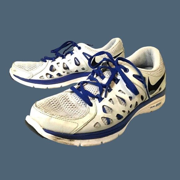 NIKE DUAL FUSION RUN 2 MEN'S WHITE BLUE WALKING RUNNING SHOES MEN'S SIZE 11 - Picture 1 of 6